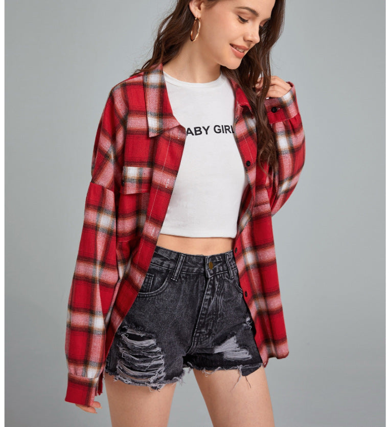 Lapel Long-sleeved Temperament Multicolor Shirt