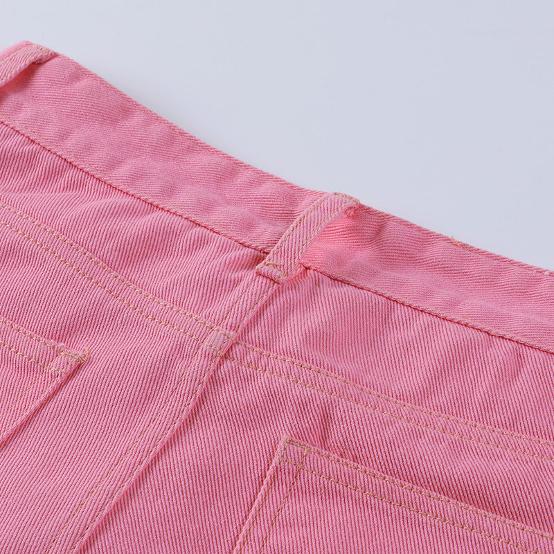 High Waist Ripped Straight Wide Leg Jeans