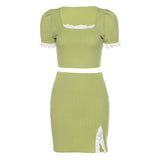 Cropped Top And Split Skirt Suit