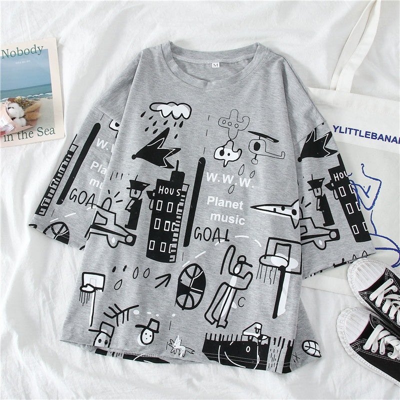 Cartoon Student Short Sleeve Shirt