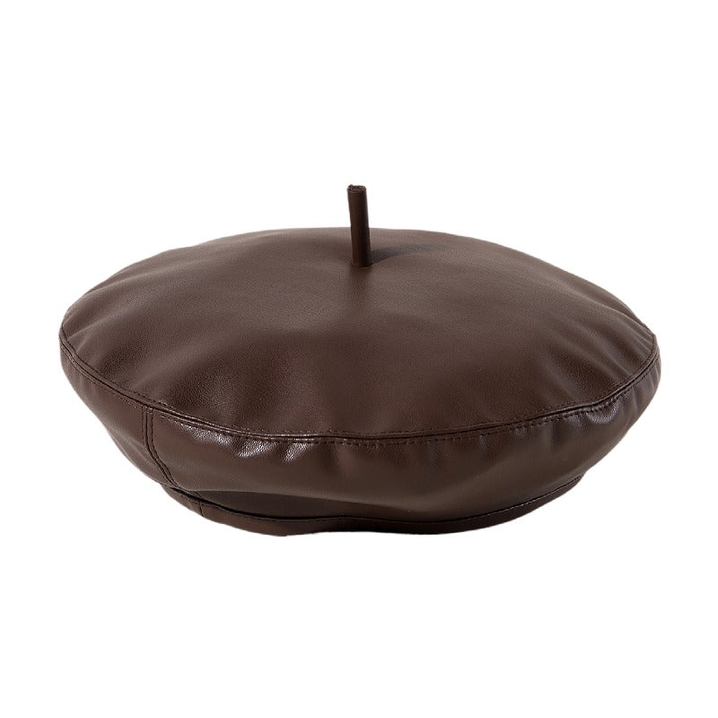 Autumn And Winter Pu Beret Hat