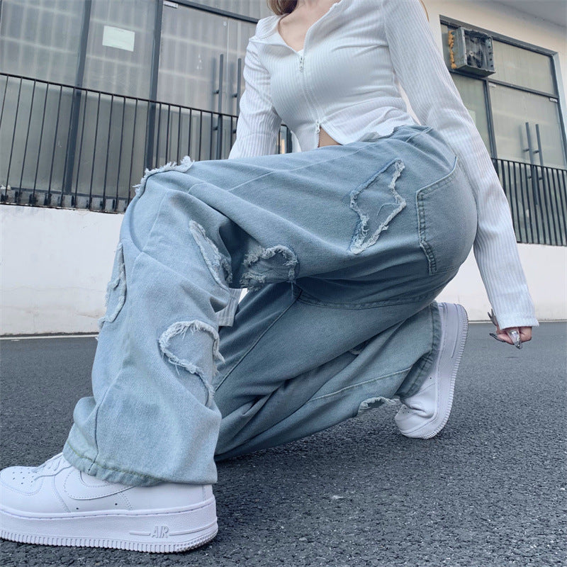 Street Loose Mopping Straight Jeans