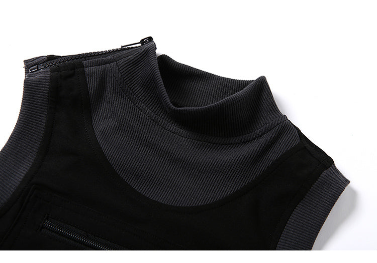 Printed stitching contrast sports vest