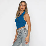 Halter Single-breasted Lapel Top