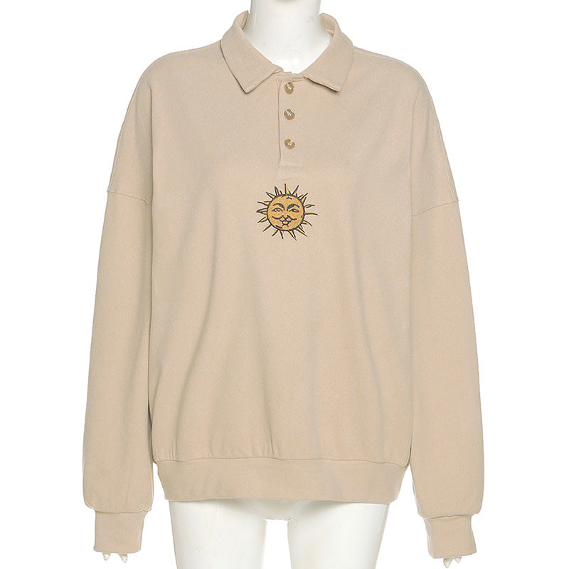 Long-sleeved Half-open Collar Sweatshirt