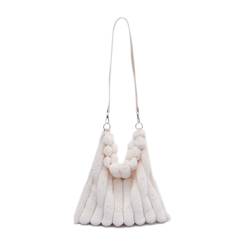 Contrast Plush Large Capacity Shoulder Bag