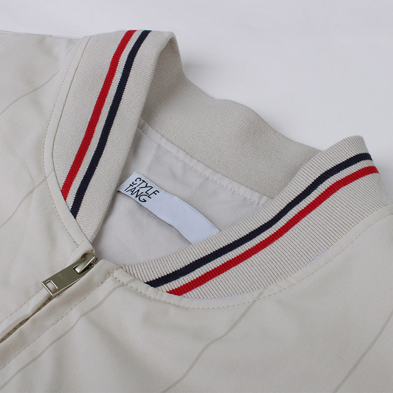 Thin Light Gray Baseball Uniform Jacket