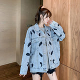 bird feathers Denim Jacket
