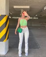 Trendy Drape High-waist Straight-leg Trousers