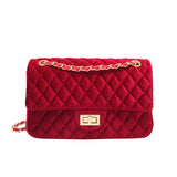Solid Color Velvet Quilted Bag