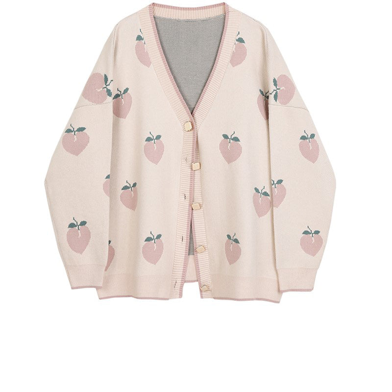 Loose outer wear peach sweater