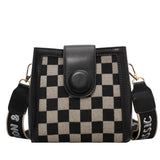 Checkerboard Leopard Print Square Bag
