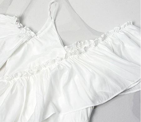 Sling ruffled off-shoulder slim dress