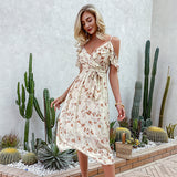 Off Shoulder Floral Print Summer Dress