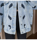 bird feathers Denim Jacket