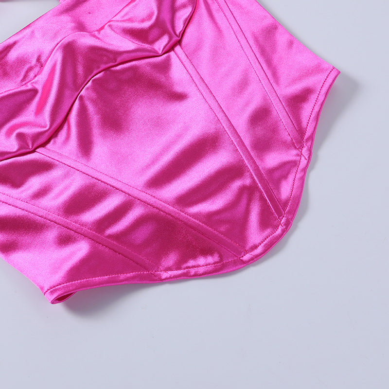 Satin Tunic Halter Strap Top