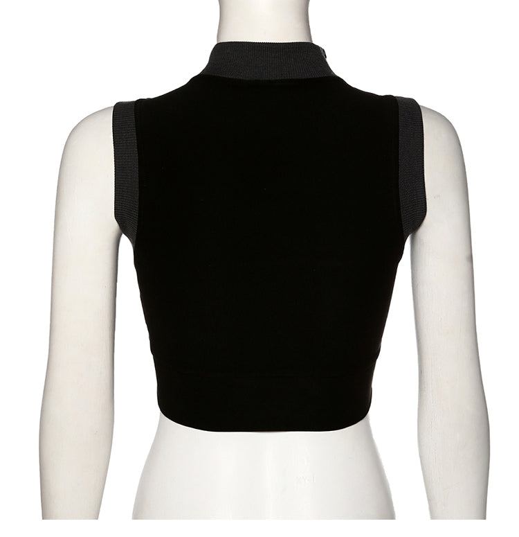 Printed stitching contrast sports vest