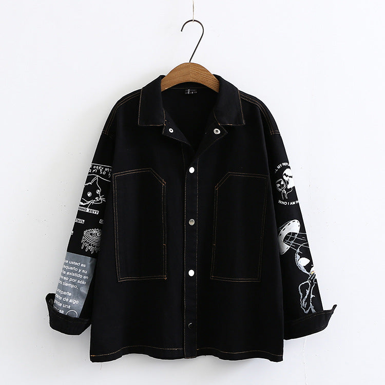 Cartoon Back Cat Print Jacket