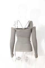 One-shoulder Irregular Hollow Slim Fit Slim Top