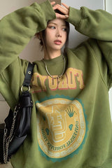 Thickened American Style Avocado Green Sweatshirt