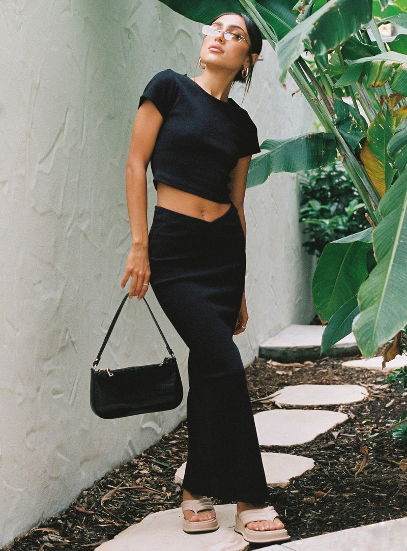 Recycled PU Baguette Bag Black