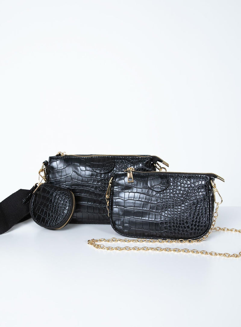 Harvey Croc Multi Pocket Bag Black