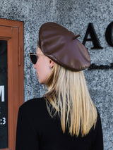 Autumn And Winter Pu Beret Hat