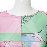 Round Collar Printed Pullover Long Sleeve Shirt