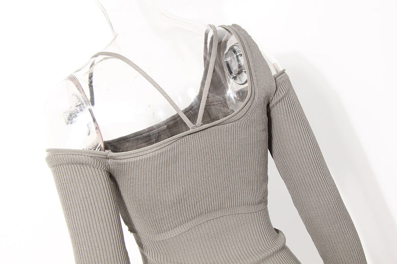 One-shoulder Irregular Hollow Slim Fit Slim Top