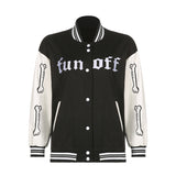 Letter Print Black And White Jacket
