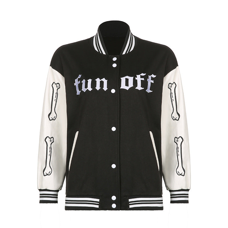 Letter Print Black And White Jacket