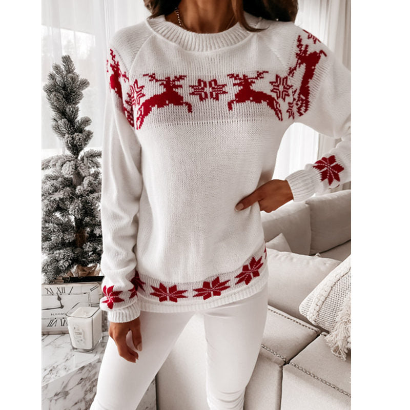 Elk Partial Jacquard Knitted Sweater