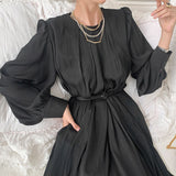 Round Neck Shiny Dress