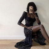 Lace Square Collar Dress