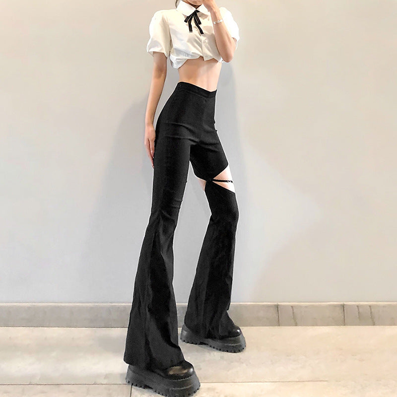 High Waist Sexy Hollow Casual Flared Pants