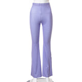 Purple High Waist Hip Flare Casual Pants