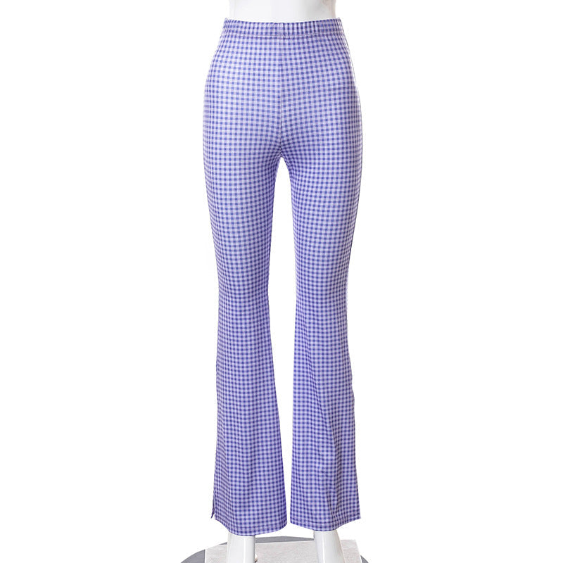 Purple High Waist Hip Flare Casual Pants