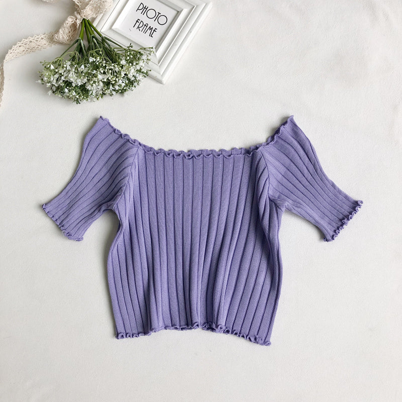 Shoulder short sleeves with wooden ears