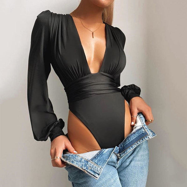 Women's sexy long-sleeved bodysuit