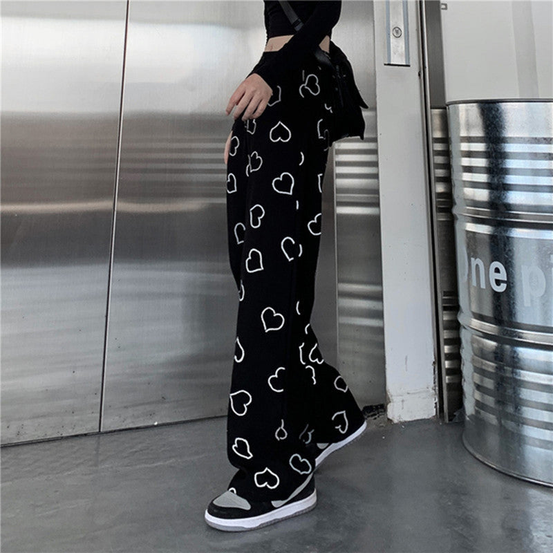 Ins High Waist Wide Student Casual Pants