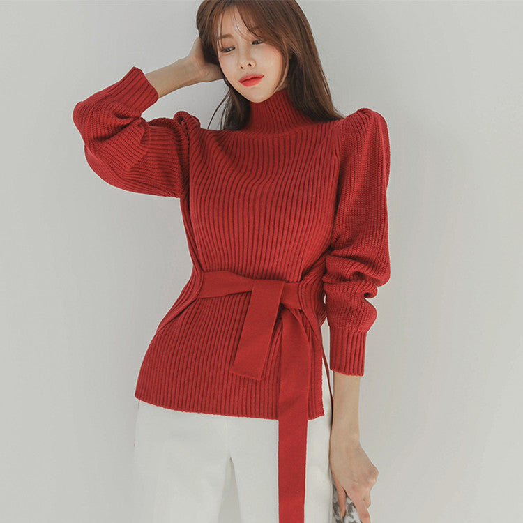 Butterfly End Waist Turtleneck Sweater