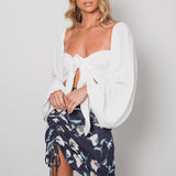 Sexy Backless Square Collar Blouse