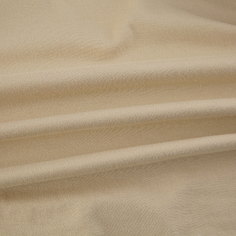 Khaki Fungus Trim Irregular Hem V-Neck Long Sleeve Top