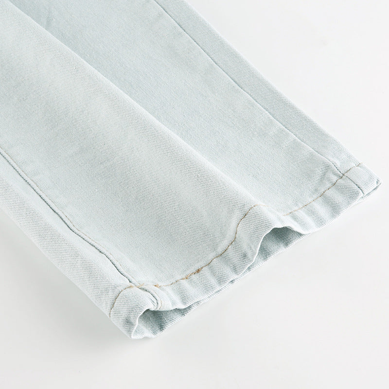 Blue And White Matching High-Waisted Jeans