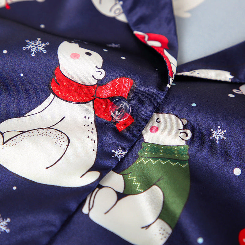 Christmas Satin Short-sleeved Pajamas Set