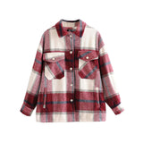 Ladies casual plaid shirt jacket