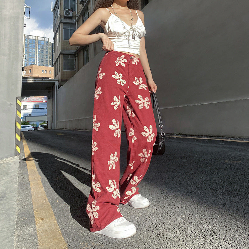 Printed Flowers Wide-leg Pants