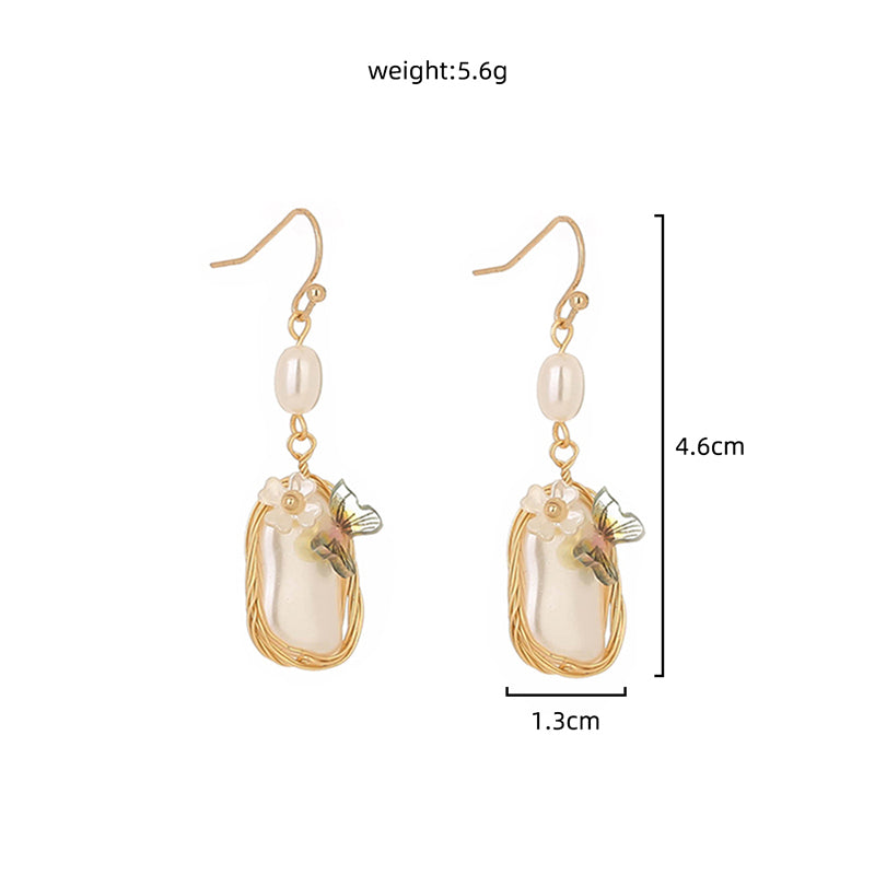 Baroque Court-style French Earrings With Pearl Butterfly Earrings