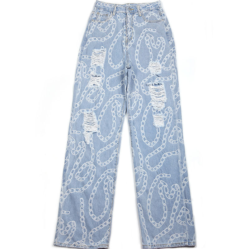 Straight Loose Ripped Pants