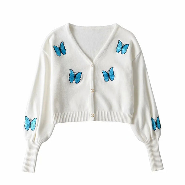 Butterfly Knitted Cardigan Two Piece Set